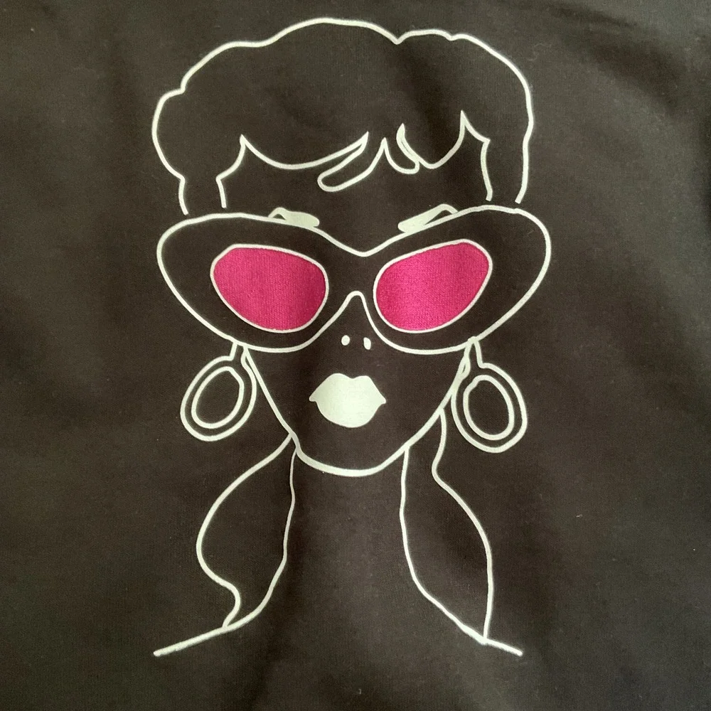Barbie Kids Black White Colorblock Graphic Sweatshirt Pink Sunglasses Size S